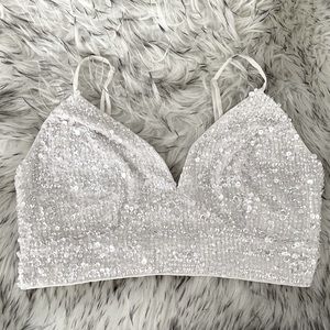 White sparkly crop top